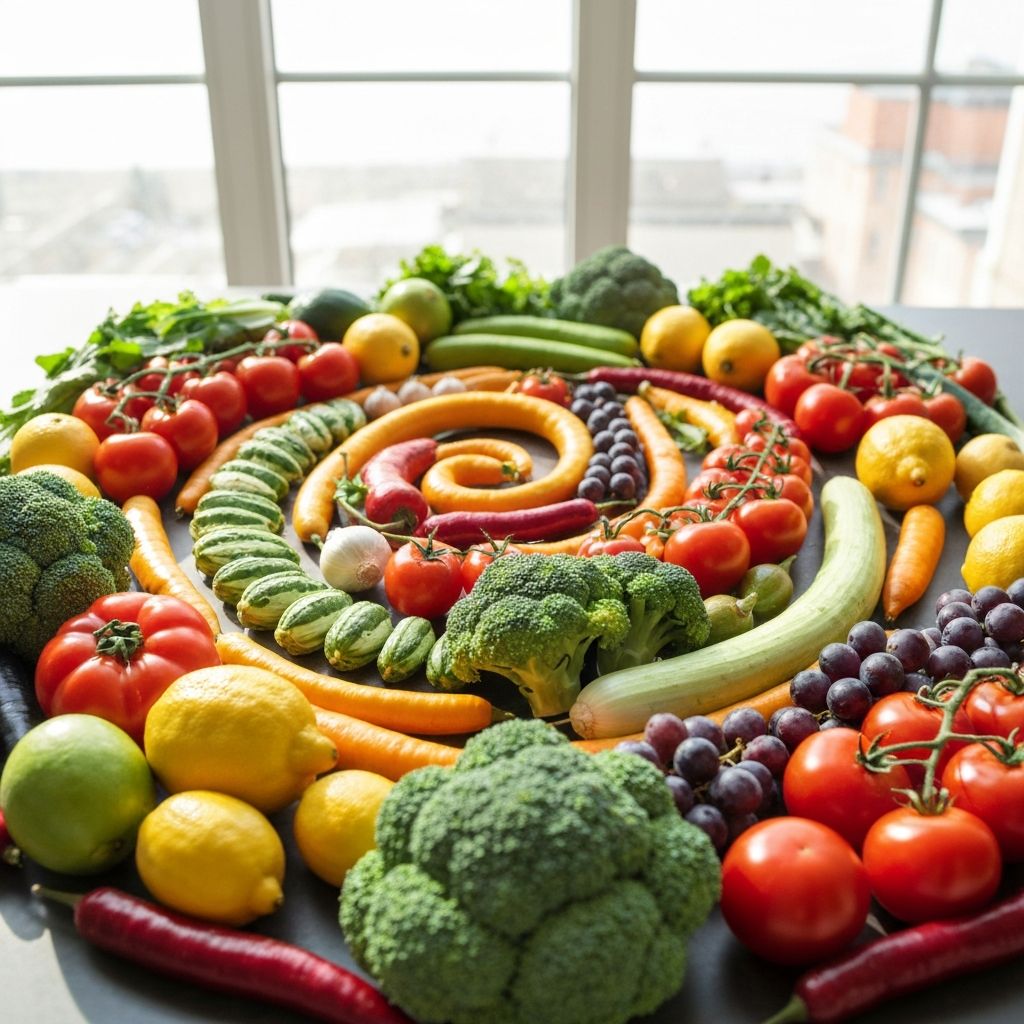 Fresh vegetables and fruits representing healthy nutrition